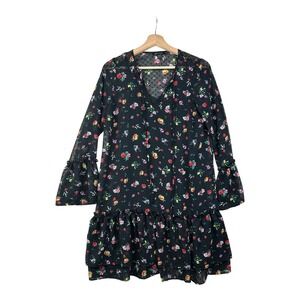 Banana Republic | Dresses | Nwt Banana Republic Large Sheer Black Floral  Long Sleeve Dress W Slip Dress | Poshmark